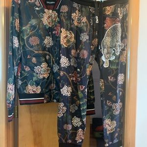 Dolce & Gabbana Multicolored Flower Print Sweatsuit w/Lion Sz EU46/US36